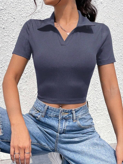 Westteen V-neck Slim Half Sleeve Tee