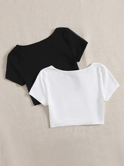 WESTTEEN PACK OF 2 PIECE OUTFIT SCOOP NECK CROPPED TEE