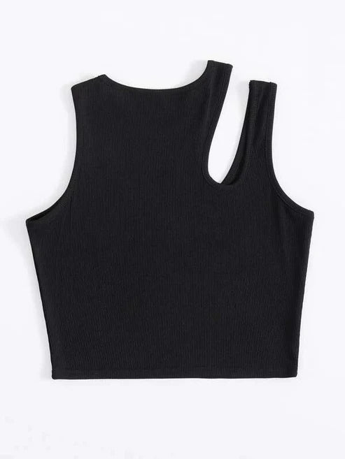 WESTTEEN WOMEN'S SLEEVELESS RIBBED CROP TANK TOP SLIM FIT CUT OUT