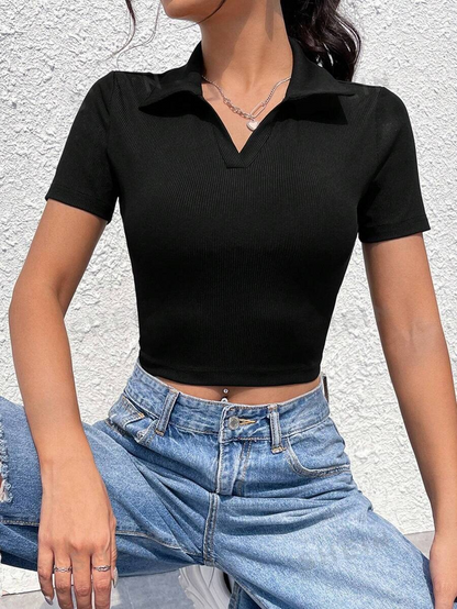 Westteen V-neck Slim Half Sleeve Tee