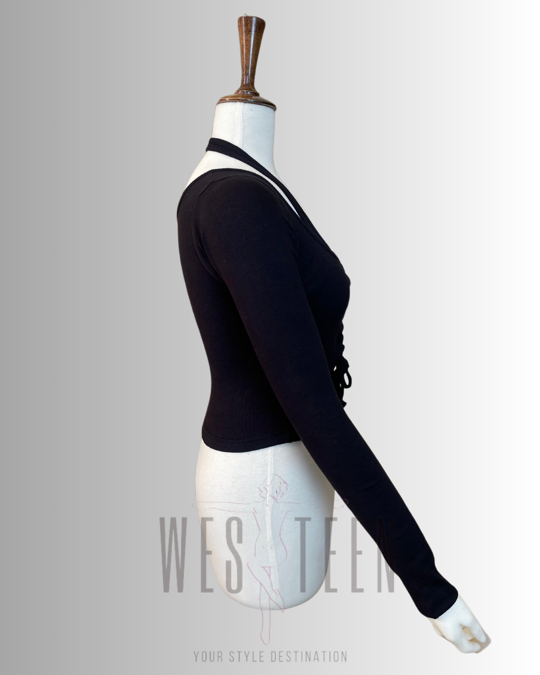WESTTEEN SUNSET BANDAGE CROP BLACK