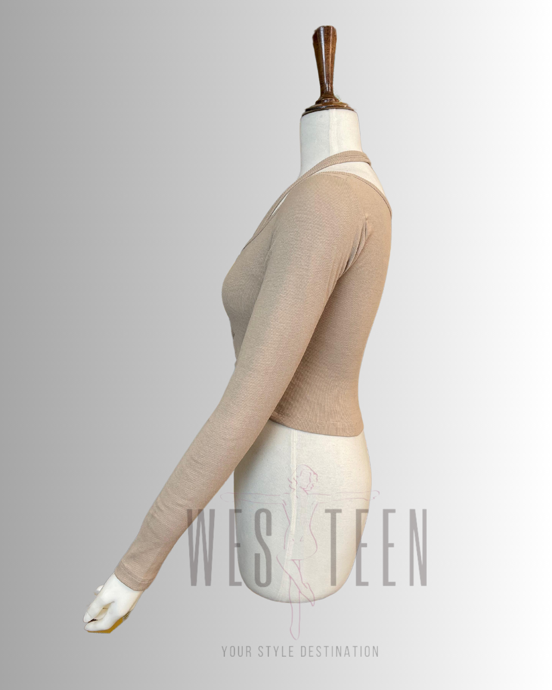 WESTTEEN SUNSET GLAM BANDAGE CROP - BEIGE