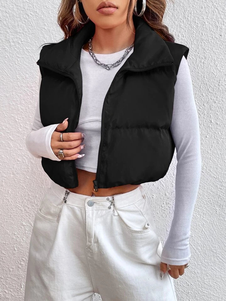 WESTTEEN CROPPED ZIP UP PUFFER GILET JACKET