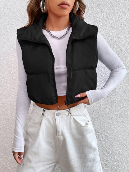 WESTTEEN CROPPED ZIP UP PUFFER GILET JACKET