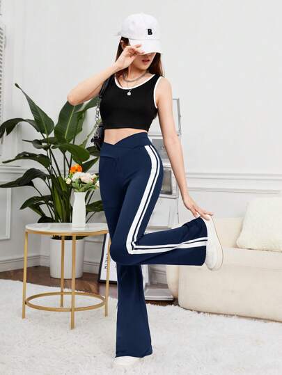 WESTTEEN SIDE STRIPE FLARE LEG TROUSERS