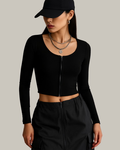 Westteen Aesthetic Summer Zipper Top"