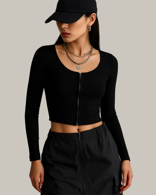 Westteen Aesthetic Summer Zipper Top"