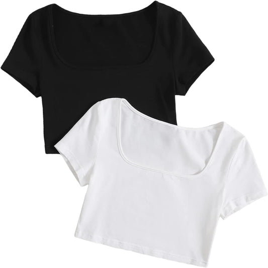 WESTTEEN PACK OF 2 PIECE OUTFIT SCOOP NECK CROPPED TEE