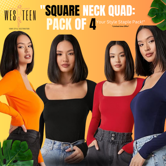 PACK OF 4 SQUARE NECK QUAD - BLACK-RED-BLUE-ORANGE